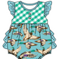 Baby Boy Girl Ducks Plaid Sibling Matching Green Dress Romper Clothes Set ( Moq 5 Each style )