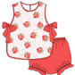 Baby Girl Strawberry Bows Sibling Matching Dress Romper Pink Clothes Set ( Moq 5 Each style )