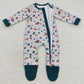 LR0418 Baby Boy Long Sleeves Duck Zipper Footie Romper