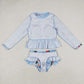 Baby Girl Long Sleeves Singer Blue One Piece Swimsuit