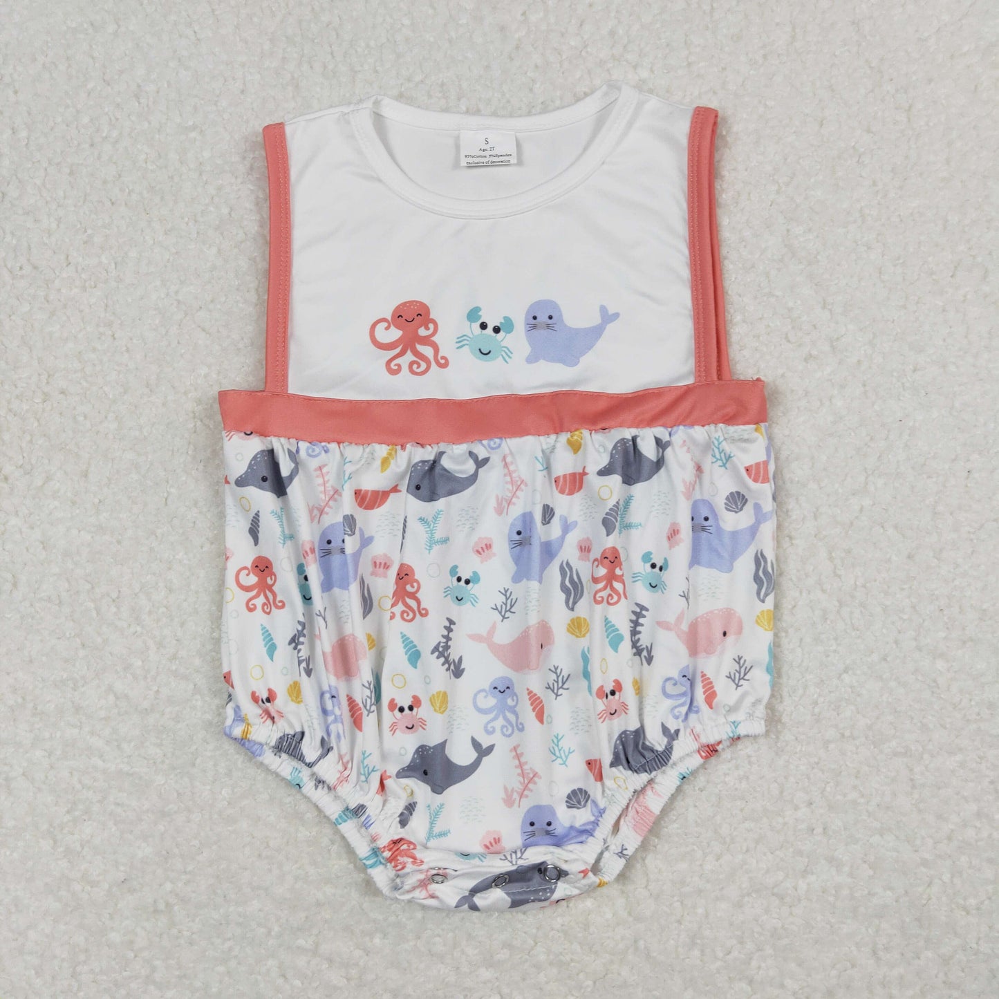 Baby Boy Sleeveless Octopus Crab Bubble One Piece Summer Romper