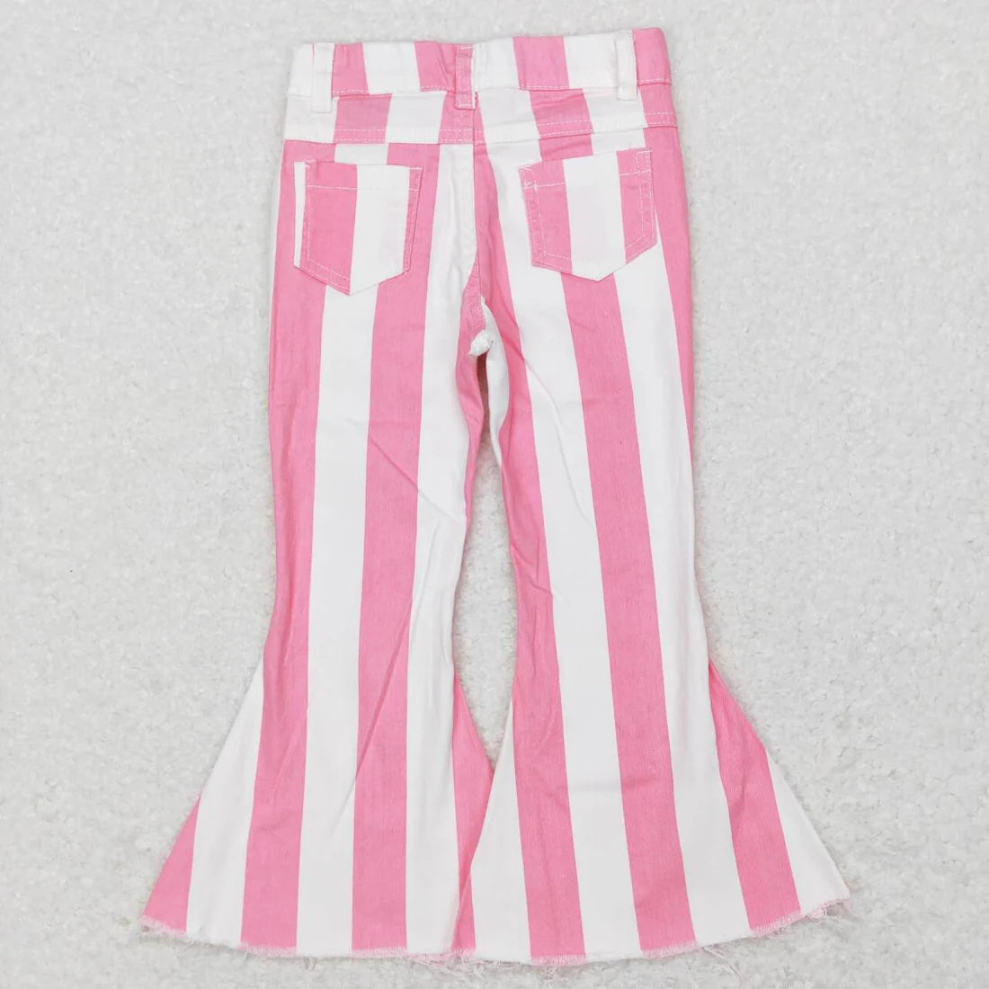 Baby Girls Kids Pink Stripes Denim Bell Pants Jeans Bottoms RTS