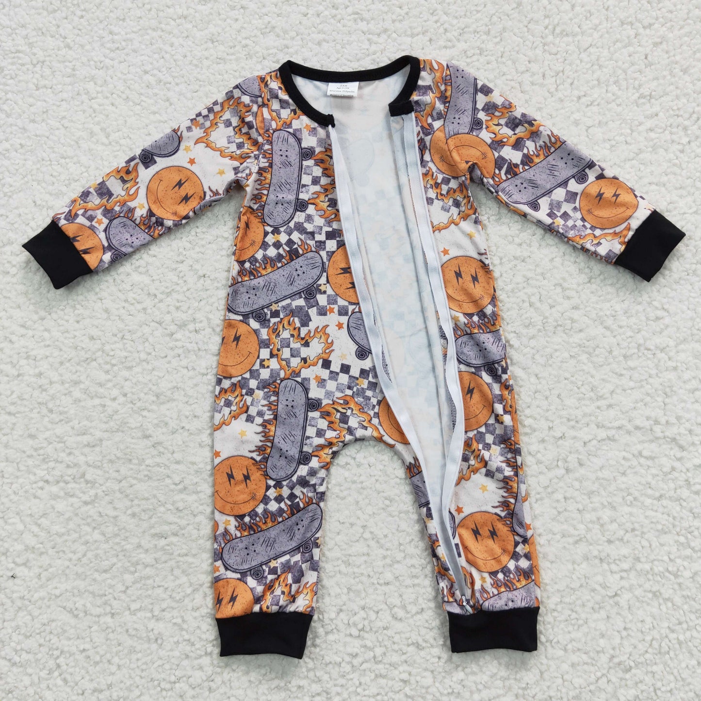 LR0305 Baby Boy Long Sleeves Face Zipper Romper