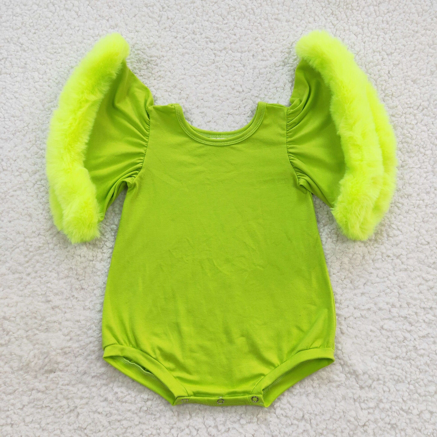 SR0413 Baby Girl Christmas Green Fur Romper