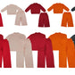 Sibling Baby Girls Adult Women Long Sleeves Shirts Pockets Cotton Pants Mock Neck Sets RTS