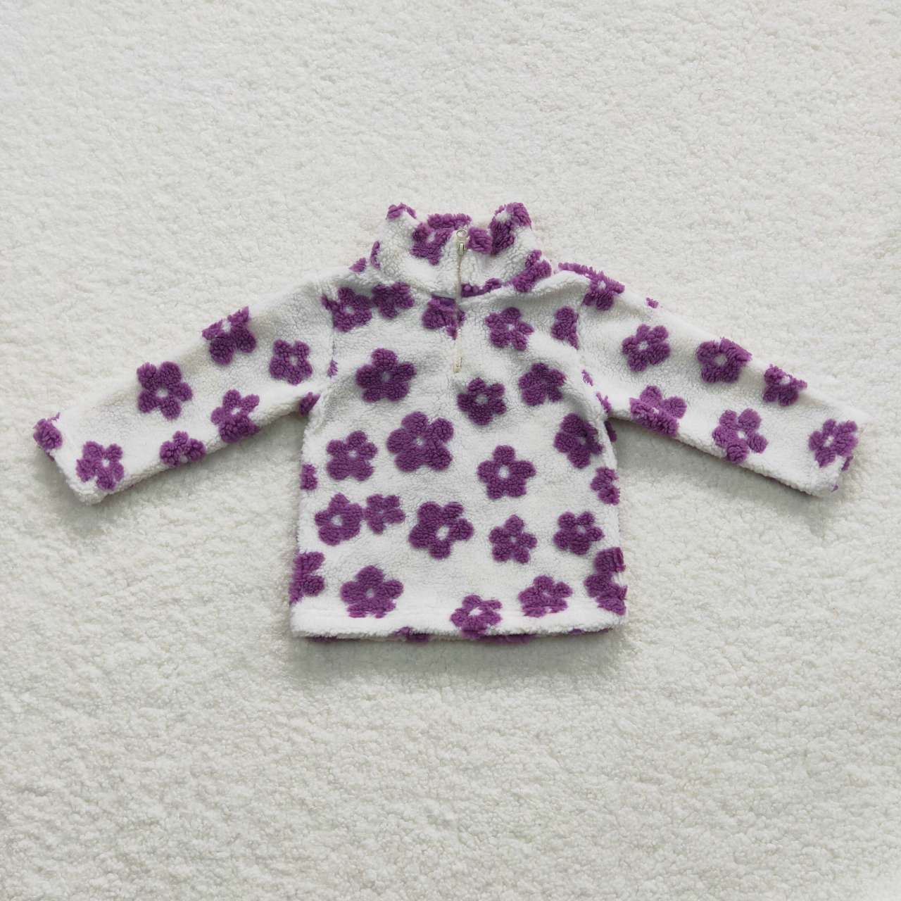 GT0265 Baby Girl Long Sleeves Flower Pullover Zipper Tops