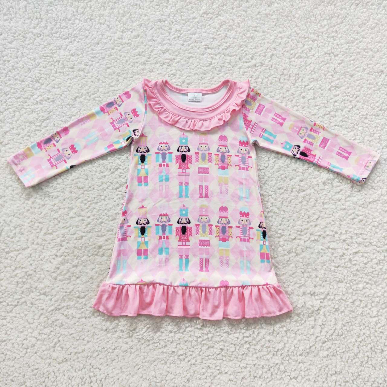 GLD0301 Baby Girl Pink Long Sleeves Nightgown Dress