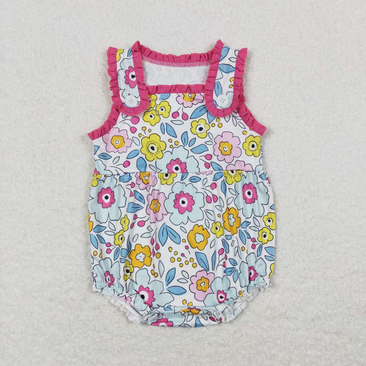 Baby Girl Sleeveless Floral Summer Bubble One Piece Romper