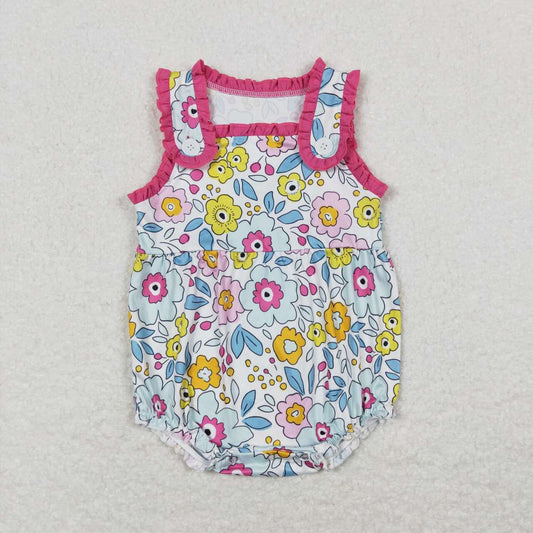 Baby Girl Sleeveless Floral Summer Bubble One Piece Romper