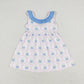 Baby Girl Sleeveless Flower Blue Bow Dress