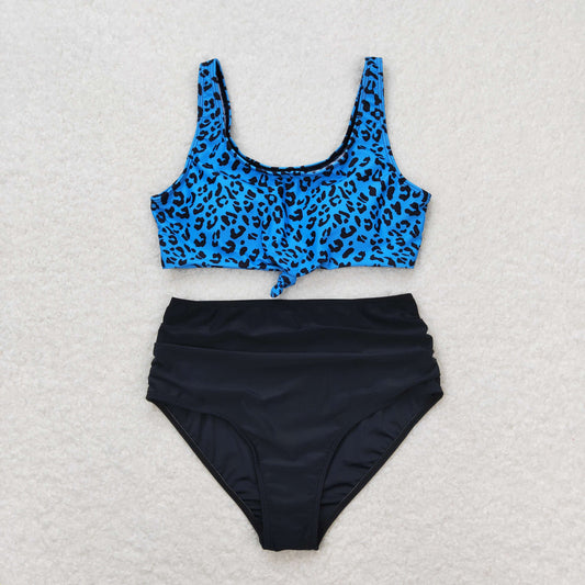 Adult Women Leopard Tops Shorts Summer Swimsuit Set