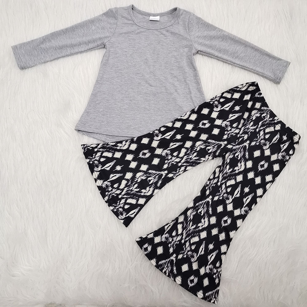 Promotion 6 A30-26-2 Baby Girl Grey Long Sleeves Cotton Shirt Pants Outfit