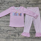 Baby Girl Pink Christmas Believe TopS Ruffle Pants Set