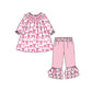 Preorder Baby Girl Long Sleeves Bows Mama's Bestie Tunic Ruffle Pink Pants Clothes Set