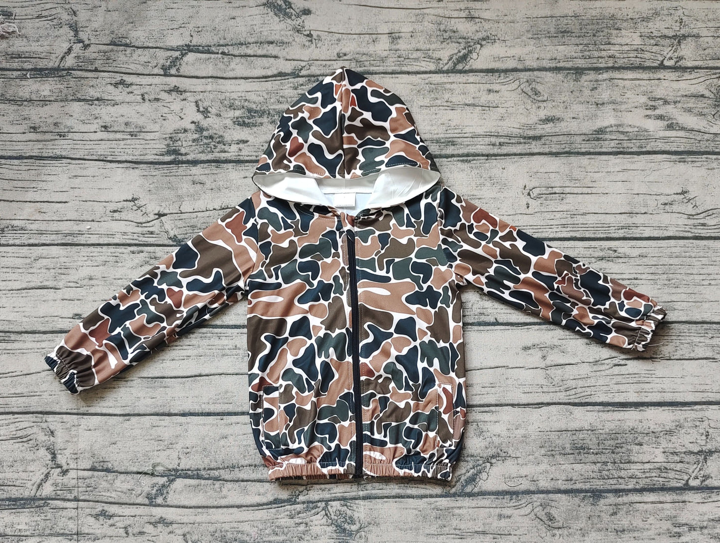 Baby Kids Long Sleeves Camo Zipper Hoodie Cardigan Tops