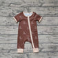 Baby Boy Short Sleeves Brown Camo Ducks Zipper Bamboo Romper