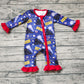 Baby Girl Long Sleeves Christmas Train Zipper Bamboo Romper