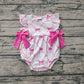 Baby Girl Infant Short Sleeves Pink Bows Bubble Romper