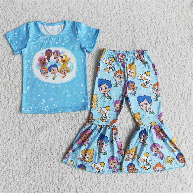 Promotion Baby Girl Short Sleeves Shirt Bell Pants Outfit