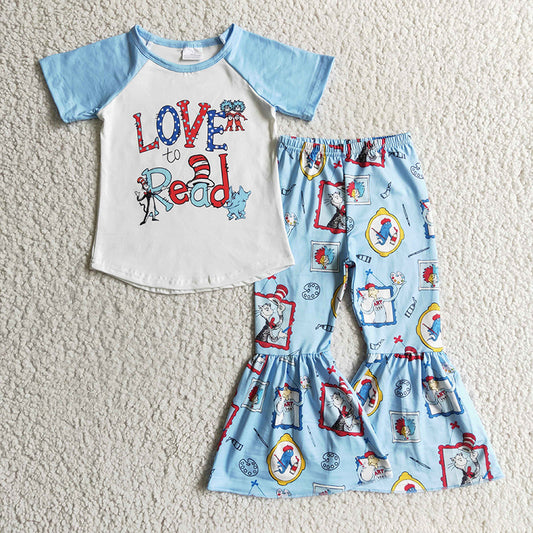 Promotion B12-14 Baby Girl Love Read Bell Pants Outfit