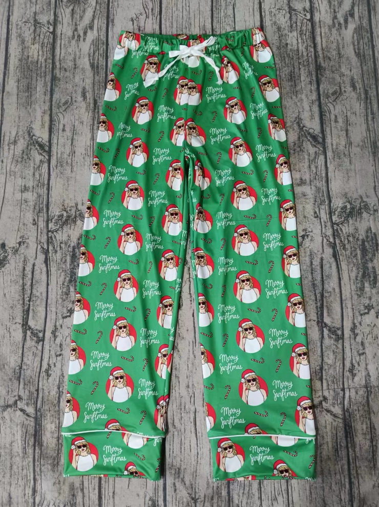 Adult Women Singer Green Christmas Bottom Pajamas Pants Moq 5