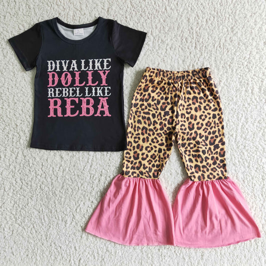 Promotion Baby Girl Leopard Bell Pants Country Music Outfit