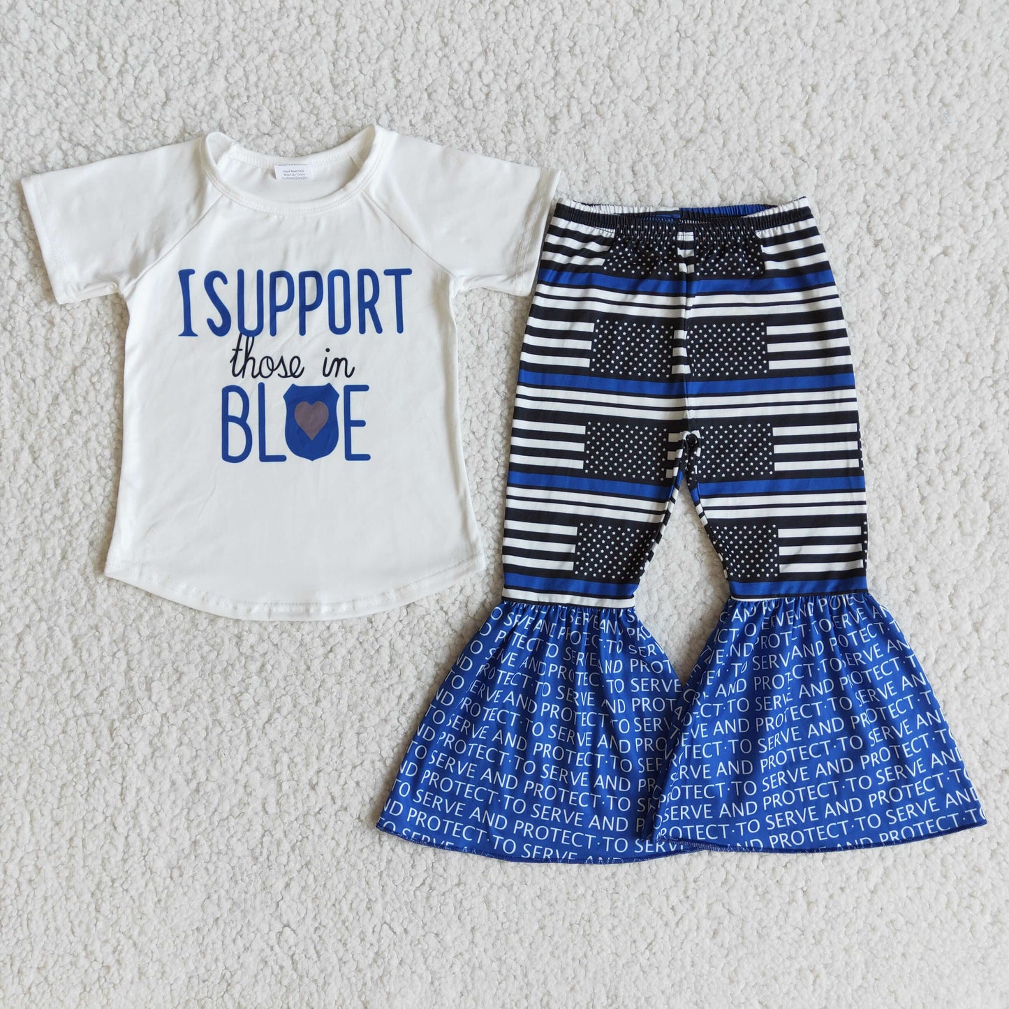 Promotion Baby Girl Flag Short Sleeves Shirt Flags Pants Blue Outfit