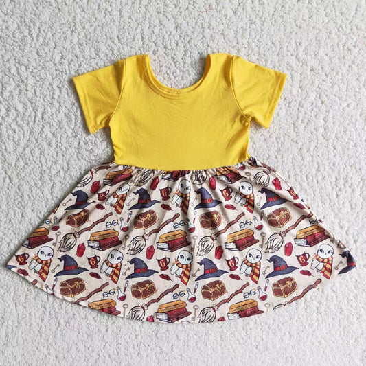 Promotion Baby Girl Yellow Short Sleeves Dress