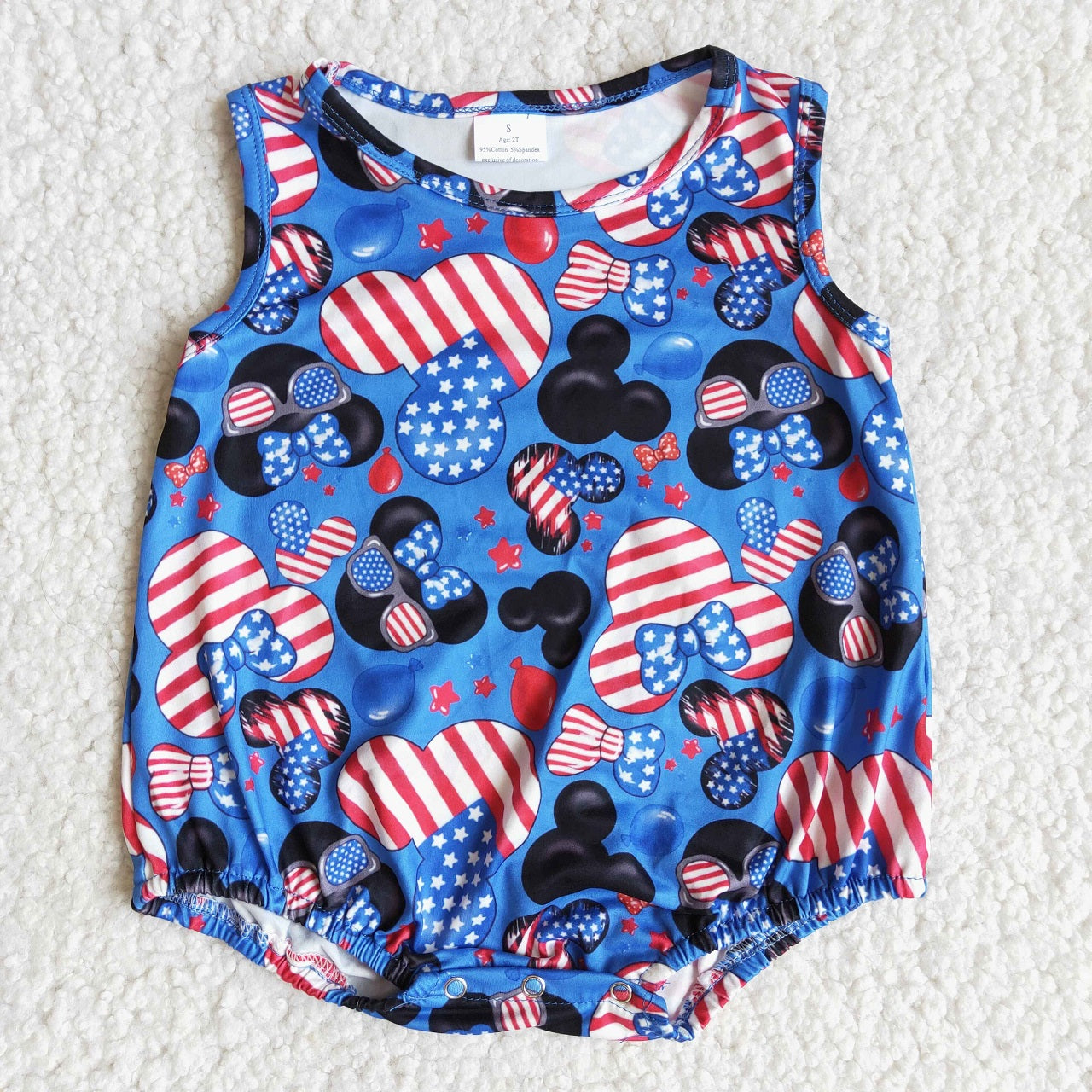 Promotion Baby Girl Short Sleeves Mouse July 4th Romper