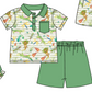 Baby Boy Girl Animals Sibling Matching Green Dress Romper Clothes Set ( Moq 5 Each style )