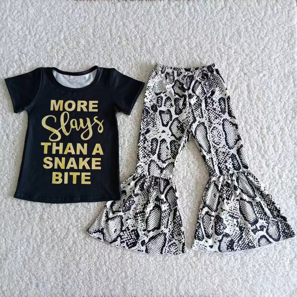 Promotion Baby Girl Snake Print Bell Pants Outfit