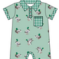 Baby Boy Girl Duck Green Plaid Bows Sibling Matching Dress Romper Clothes Set ( Moq 5 Each style )