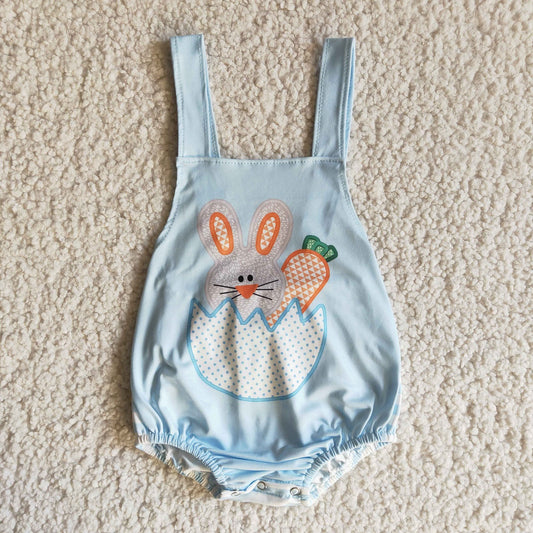 Promotion B4-9 Baby Boy Rabbit Carrot Blue Romper