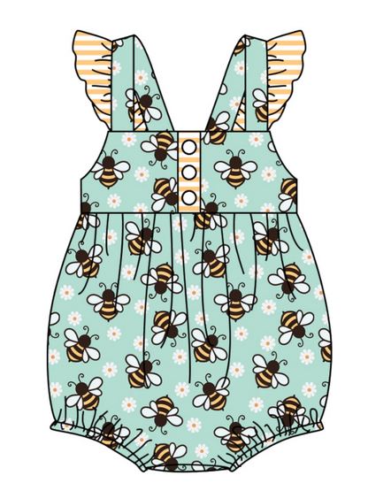 Baby Girl Bee Flower Sibling Romper Dress Clothes Set ( Moq 5 Each Design )