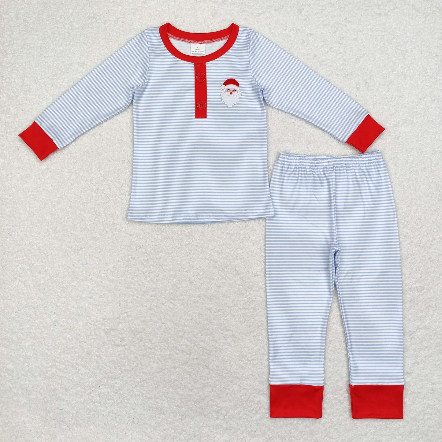 Baby Girl Embroidery Christmas Stripes Santa Shirt Pants Pajamas Set