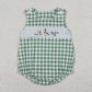 Baby Boy Embroidery Ducks Green Plaid One Piece Summer Romper