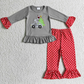 Promotion Baby Boy Christmas Embroidery Santa Tree Tractor Pants Cotton Pajamas Outfit