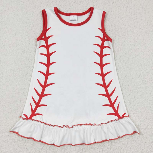 Promotion Baby Girl Sleeveless Baseball Summer Ruffle Dress