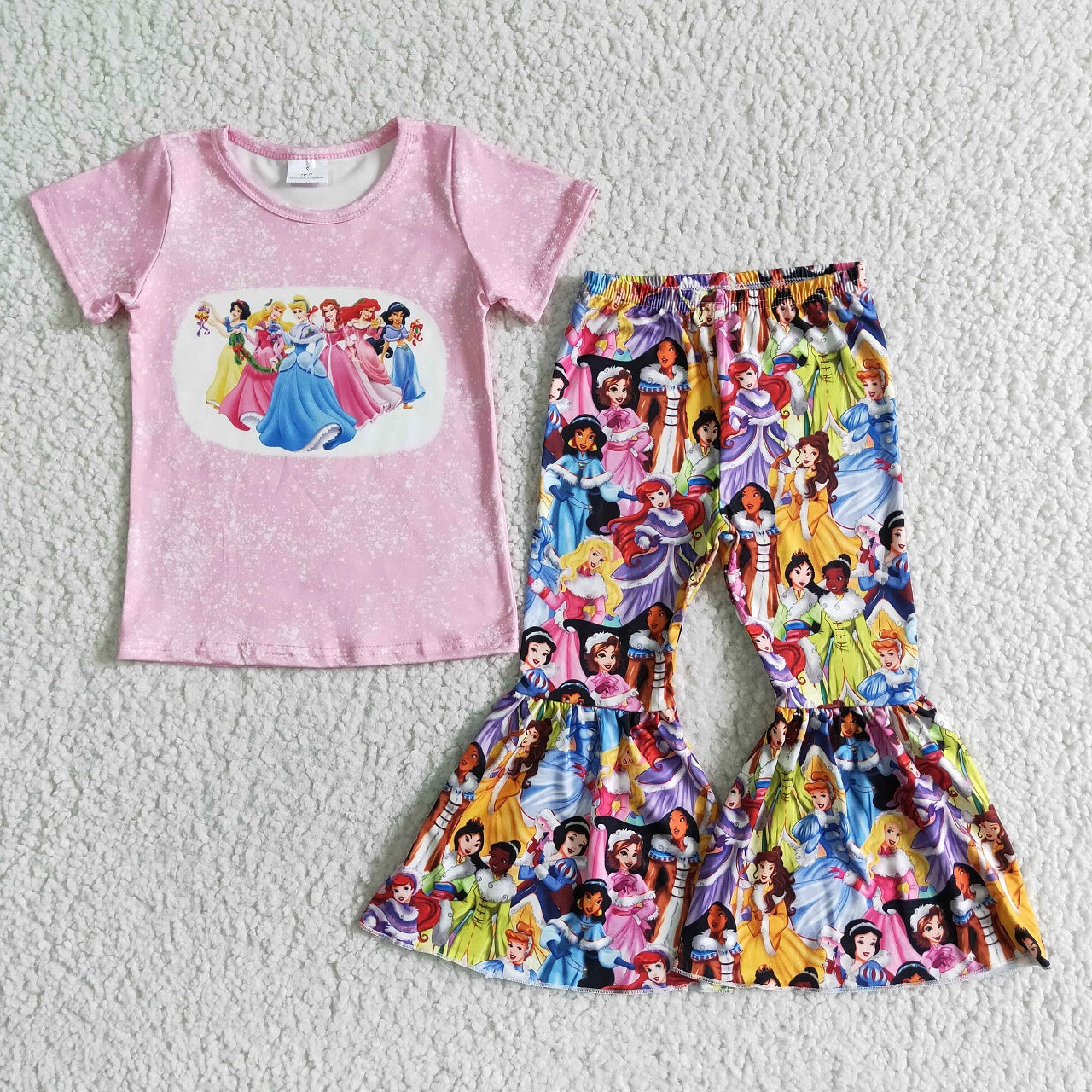 Promotion B7-22 Baby Girl Princess Bell Pants Pink Set