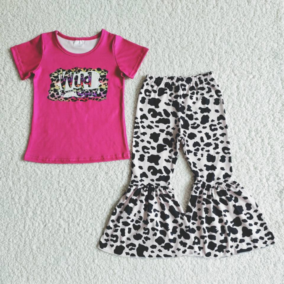 Promotion Baby Girl Short Sleeves Wild One Bell Pants Western Outfit