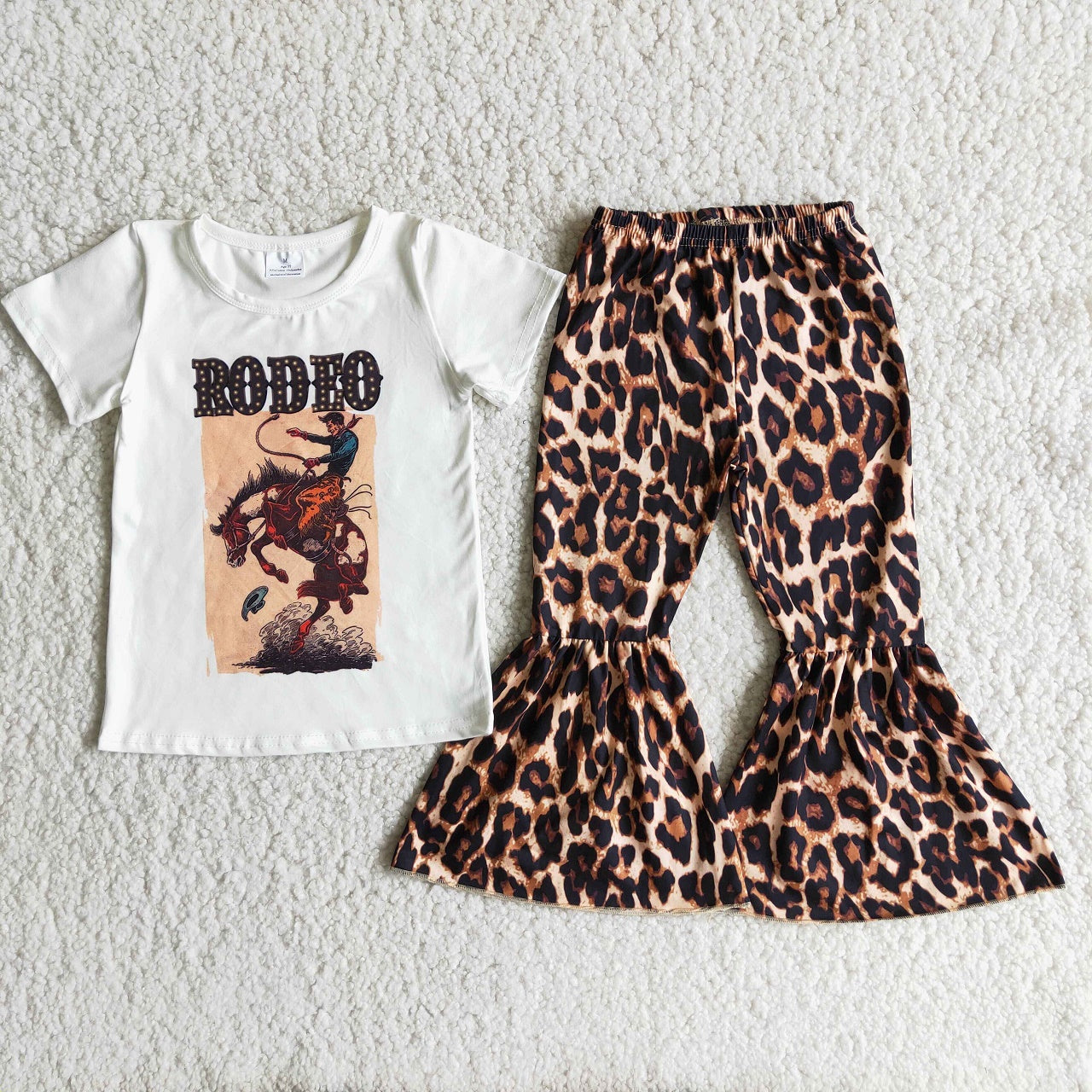 Promotion B8-13 Western horseman Rodeo Girl Leopard Bell Pants Set