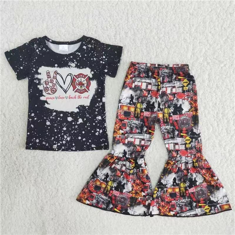 Promotion Baby Girl Fire Truck Bell Pants Outfit