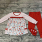 Baby Girl Long Sleeves Flower Pocket Tunic Red Cotton Pants Set