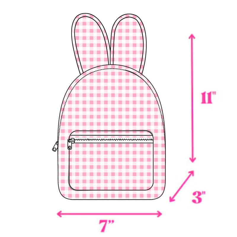 Preorder Baby Girl Easter Rabbit Ears Pink Checkered Backpack Bag