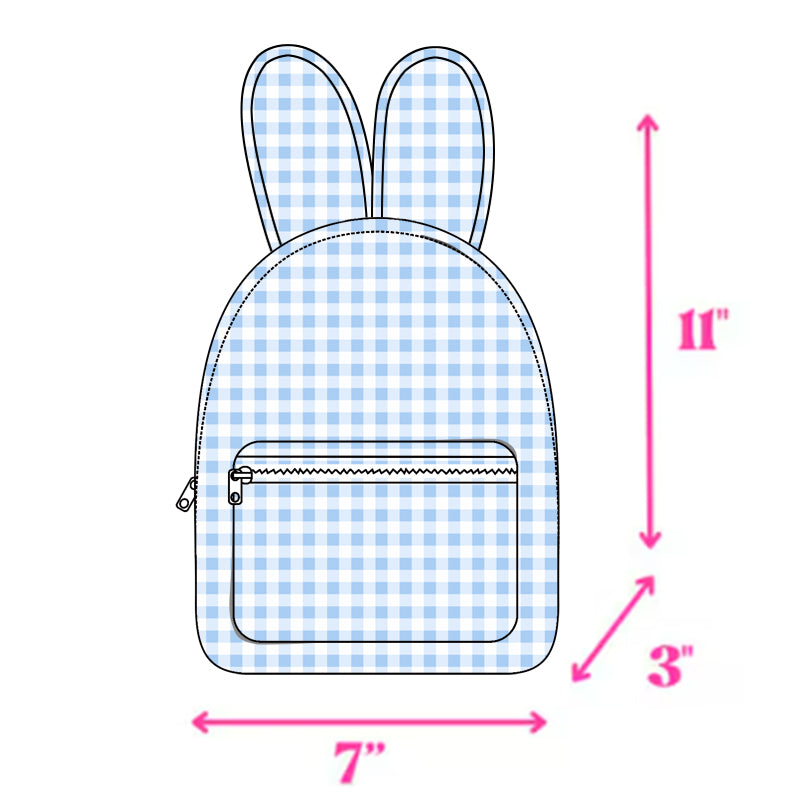 Preorder Baby Boy Easter Rabbit Ears Blue Checkered Backpack Bag