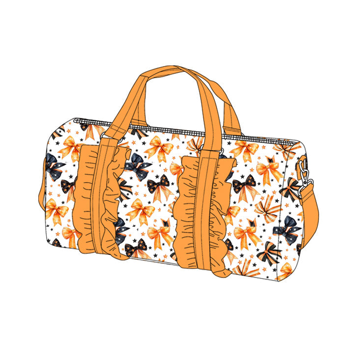 ( Moq 10 ) Preorder Kids Girl Adult Orange Ruffle Halloween Bows Gym Bags