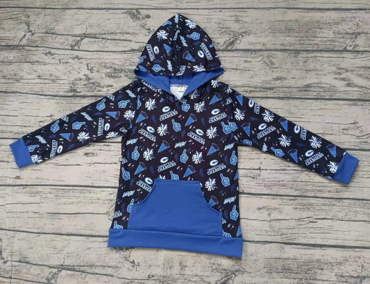 Baby Boy Blue Long Sleeves Hoodie Team Pullover Shirt Tops