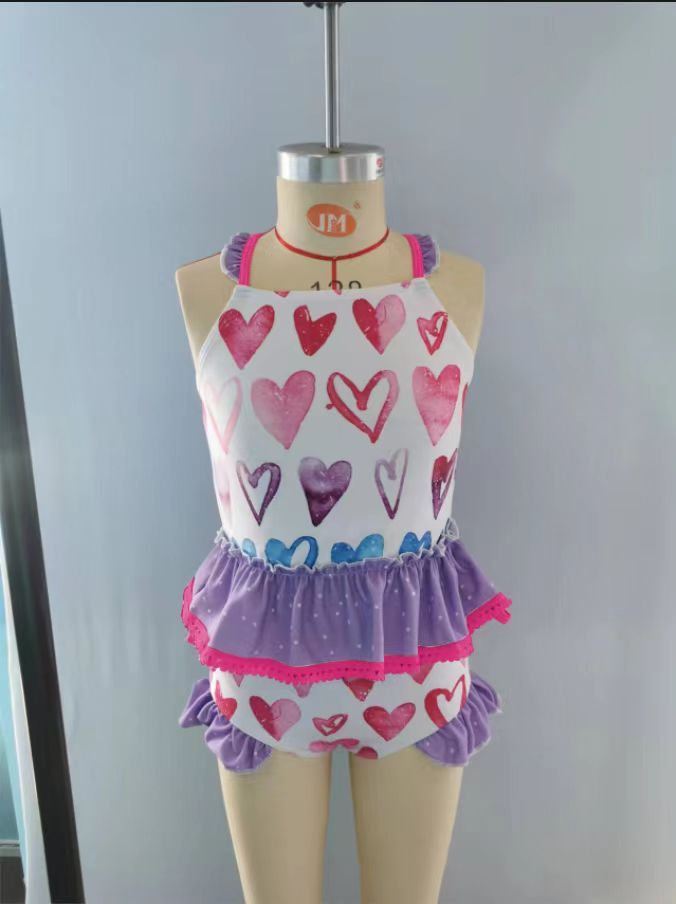 S0163 Baby Girl Love Heart One Piece Summer Swimsuit