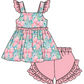 Baby Girl Flower Bows Sibling Matching Dress Romper Pink Clothes Set ( Moq 5 Each style )