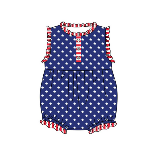 Moq 3 Pre-order SR1297 Baby Girl July 4th Starts One Piece Romper